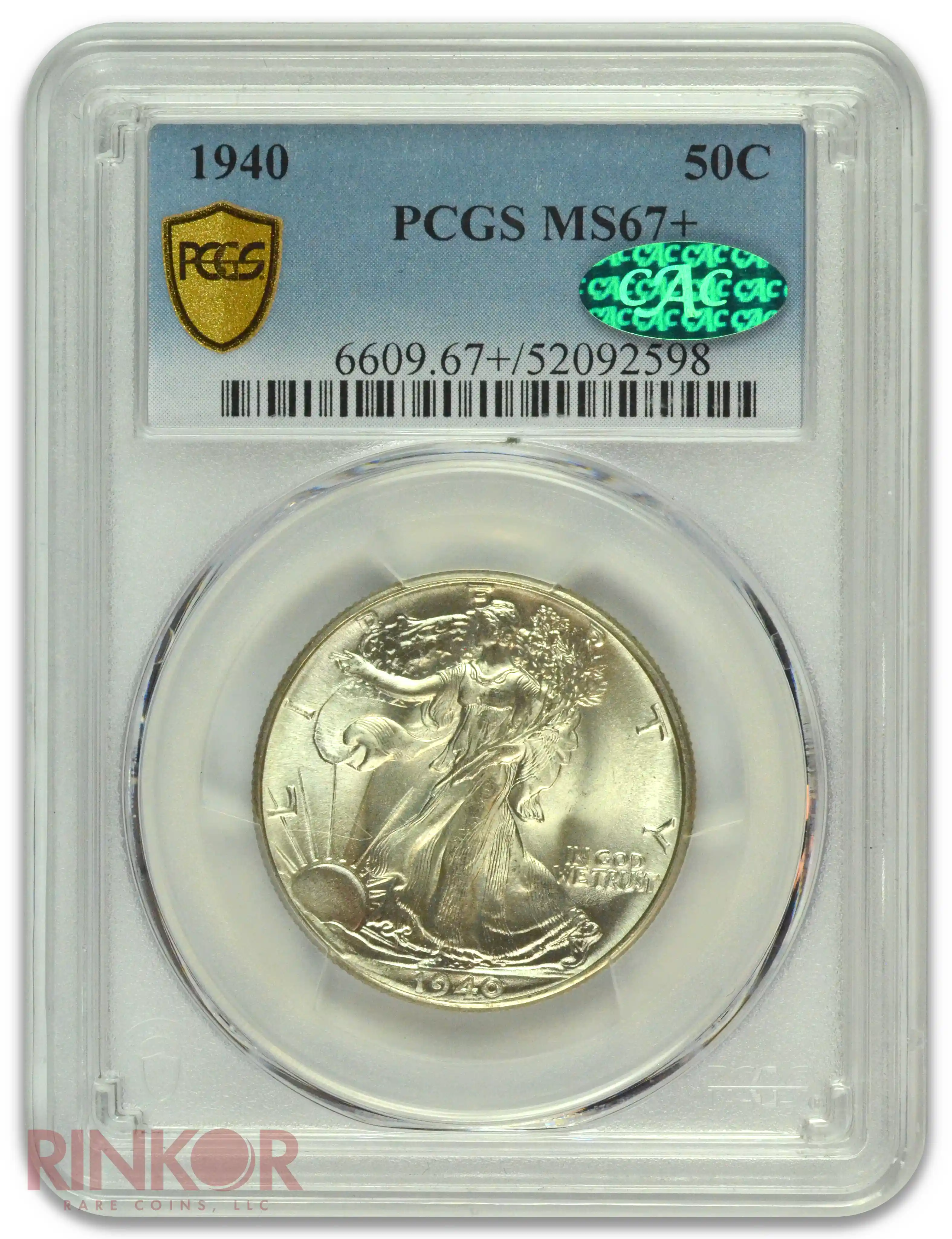 1940 Walking Liberty Half Dollar PCGS MS 67+ CAC