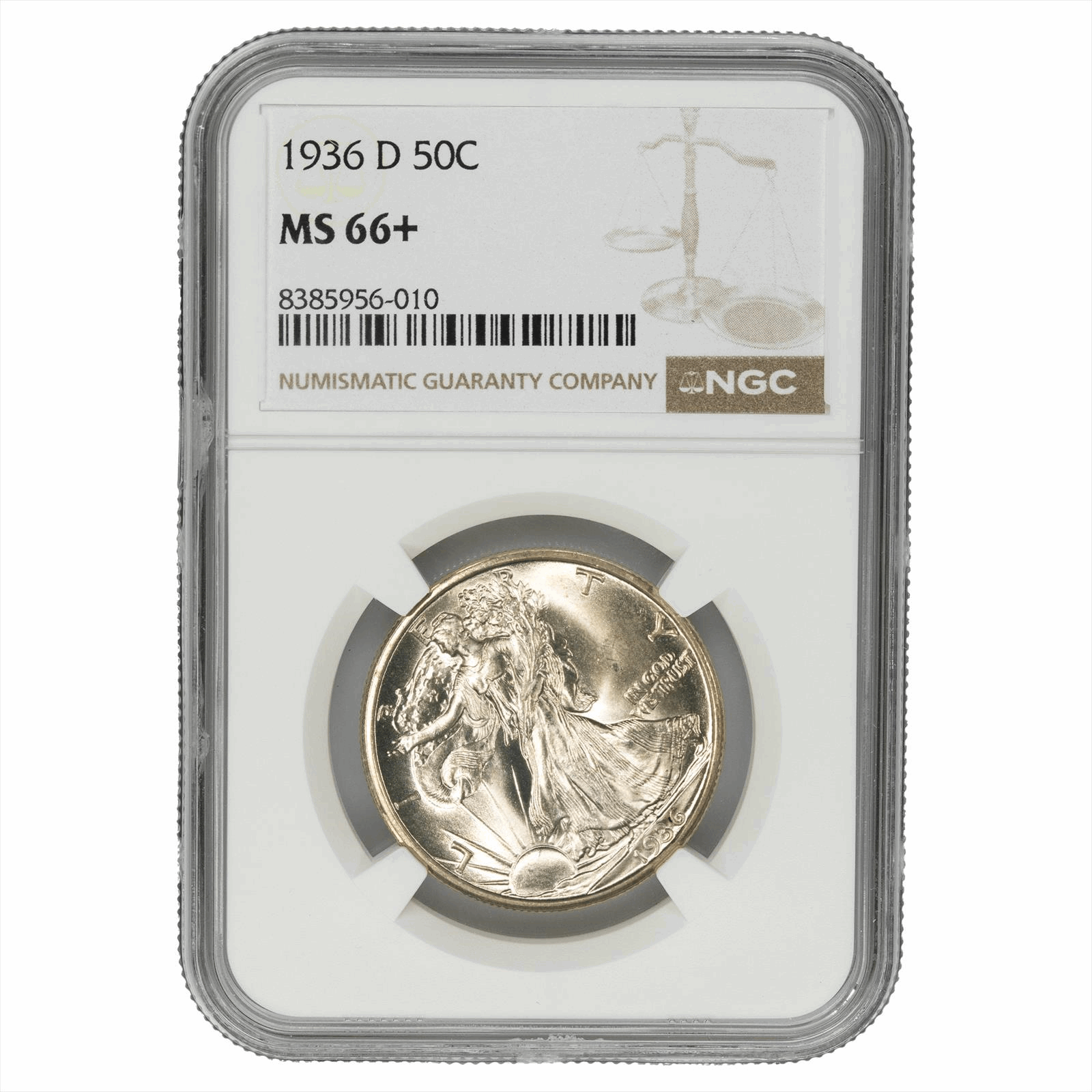 1936D Walking Liberty Half Dollar 50C NGC MS 66+