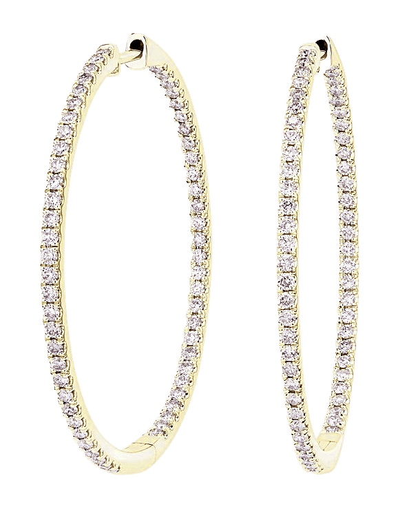 1.56cttw In and Out Diamond Large Hoop Earrings, 14k Yellow Gold 1.5 