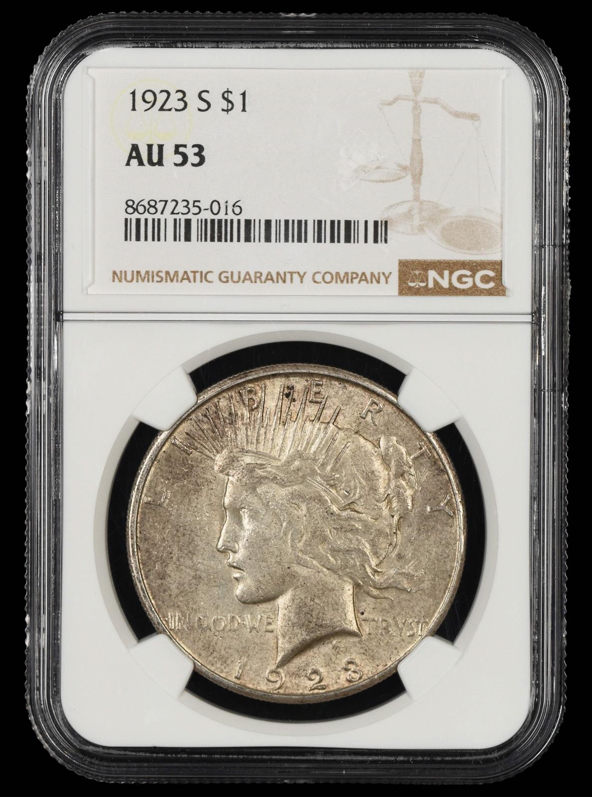 1923 S $1 NGC  AU53