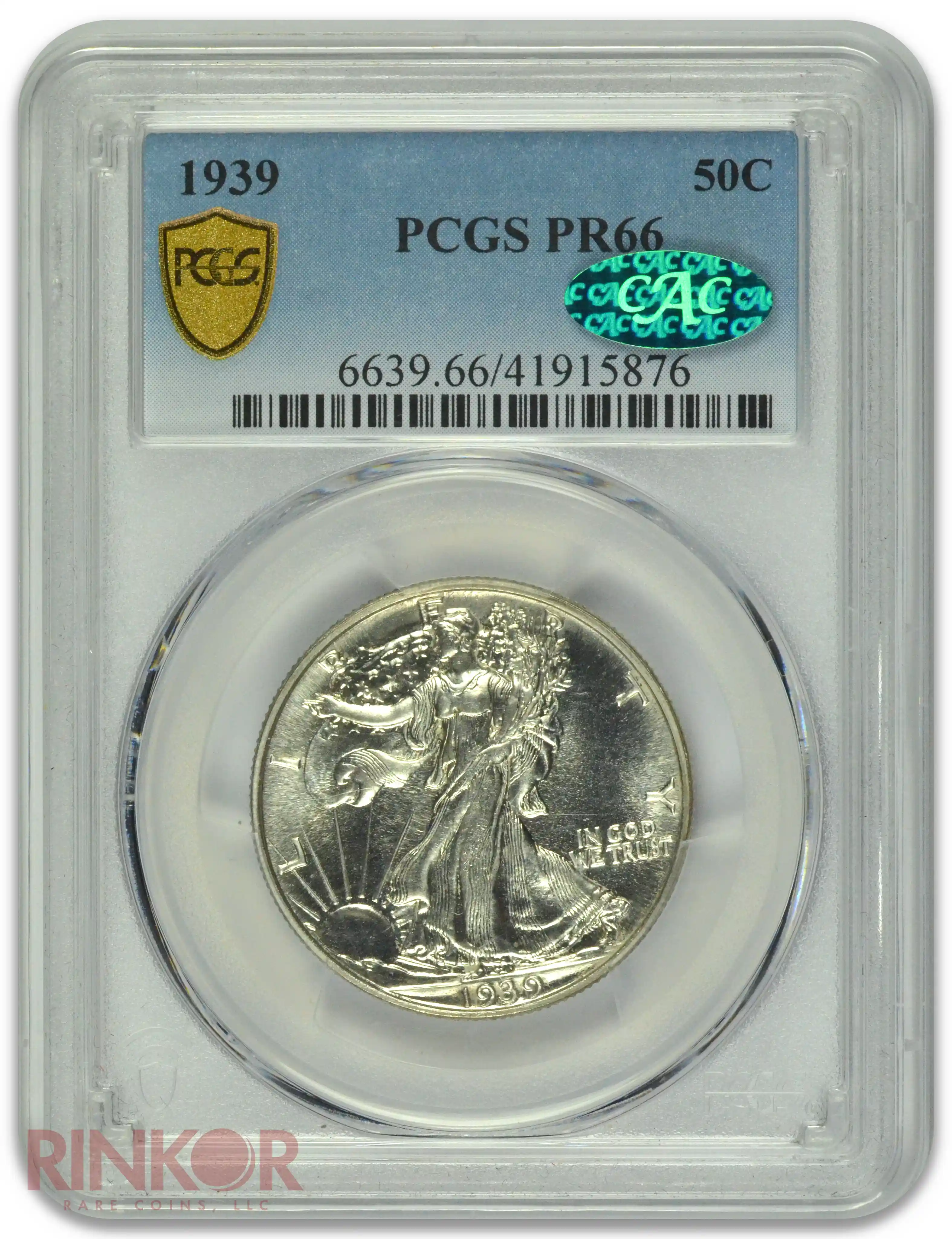 1939 Walking Liberty Half Dollar PCGS PR 66 CAC