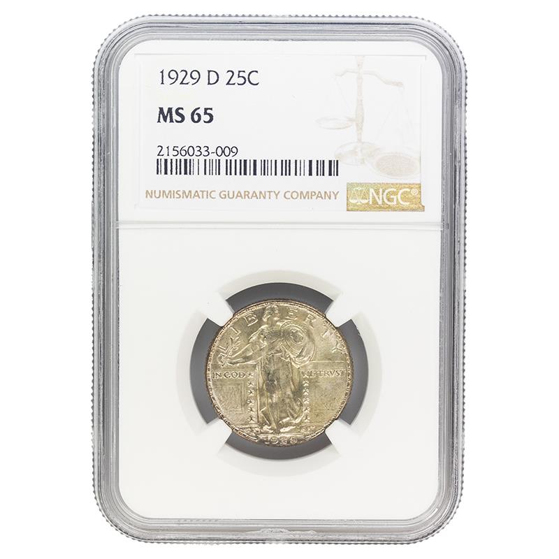 1929-D Standing Liberty Quarter, 25C NGC MS 65 