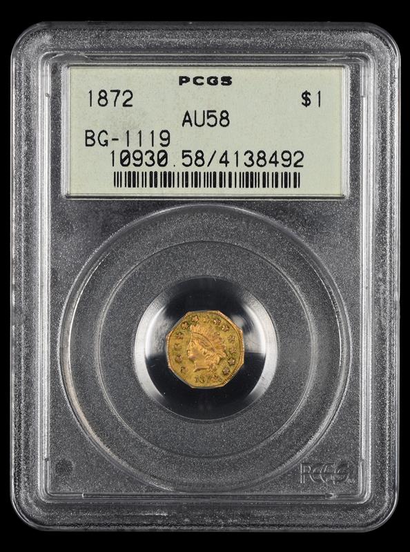 1872 G$1 BG-1119 PCGS AU58