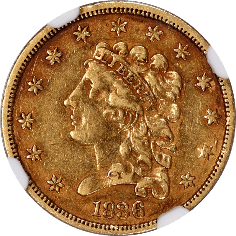 1836 Classic Head $2 1/2 Gold Quarter Eagle NGC MS 35 CAC Block 8 