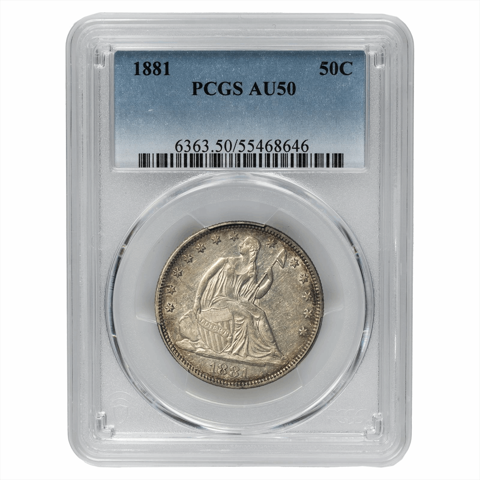 1881 Seated Liberty Half Dollar 50C PCGS AU 50