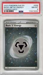2023 Pokemon SVE En Basic Metal Energy Cosmos Holo #008 PSA NM MT 8 