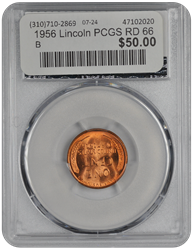 1956 Lincoln PCGS RD 66