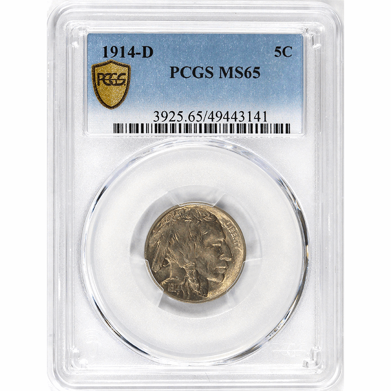 1914-D 5c Buffalo Nickel - PCGS MS65 - Great Color - Tough Date