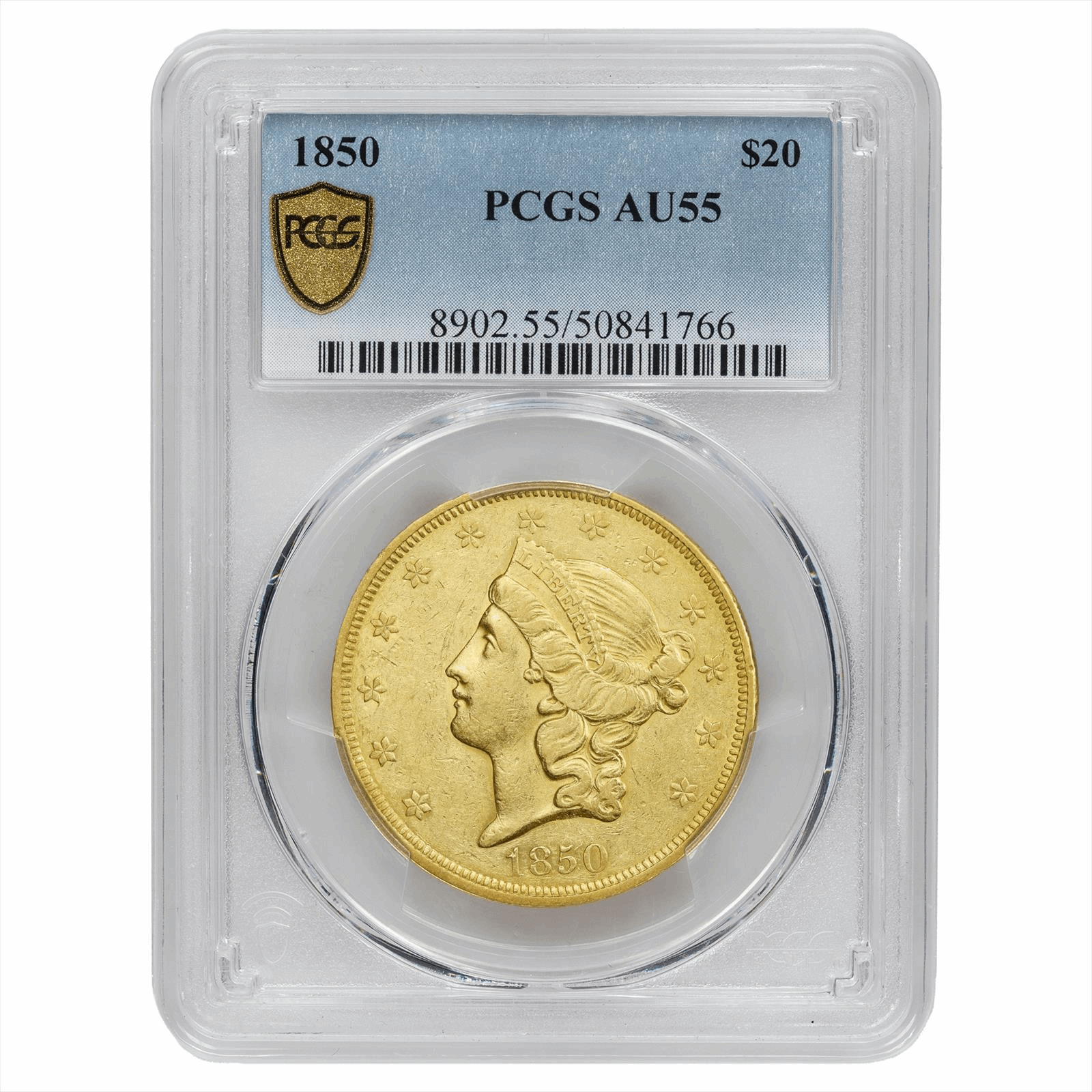 1850 Liberty Head Double Eagle $20,  PCGS AU 55 - Nice Original Coin