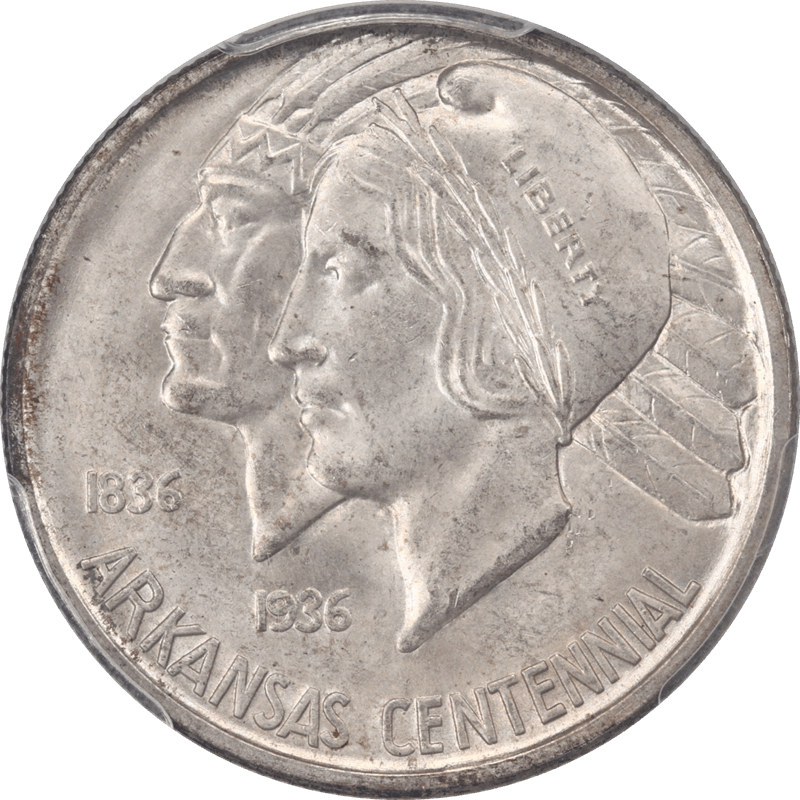 1936-D Arkansas Half Dollar Commemorative 50c PCGS MS66+ CAC - Nice White Coin