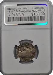 1914 D Buffalo Nickel NGC VF-25