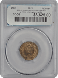 1862 1C Indian Cent - Type 2 Copper-Nickel PCGS  (CAC) #3651-1 PR66