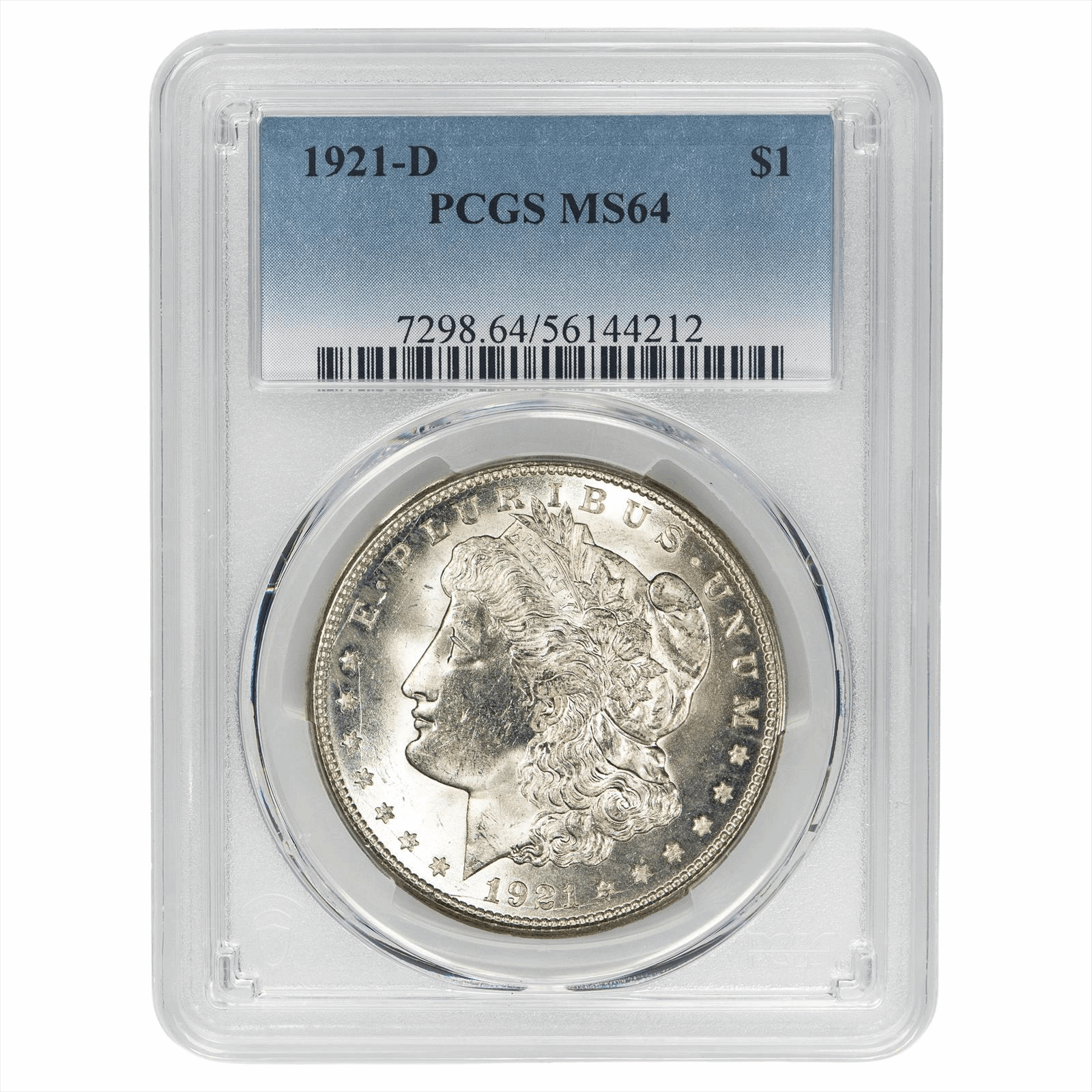 1921-D Morgan Silver Dollar $1 PCGS MS 64
