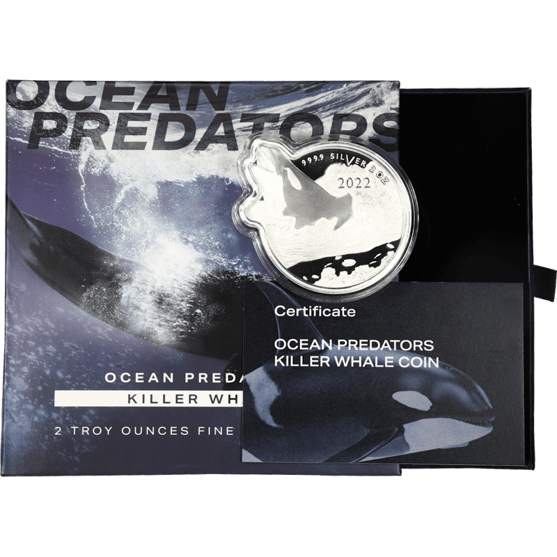 2022 Ocean Predators Killer Whale 2 oz 9999 Fine Silver P.A.M.P. 