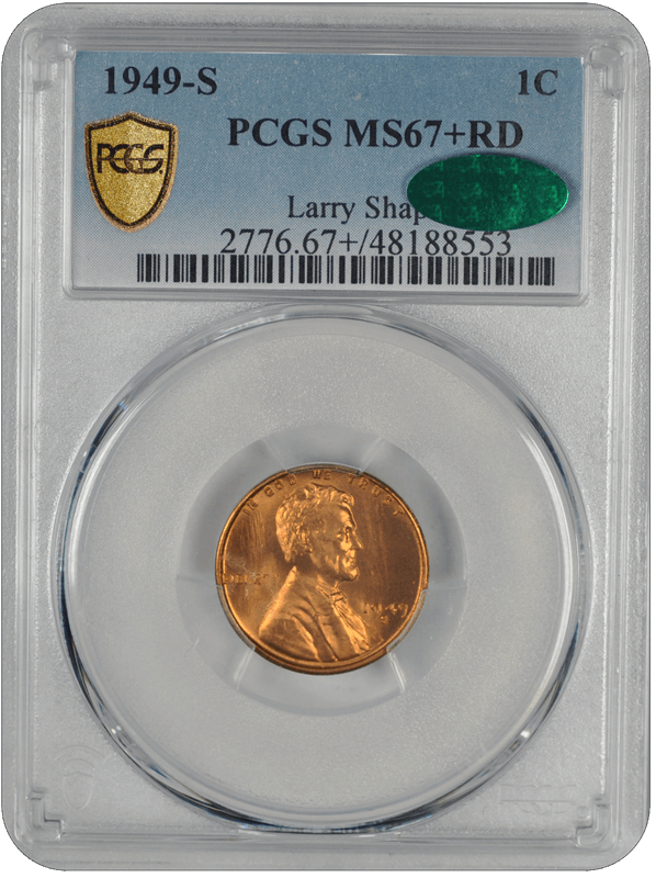 1949-S Lincoln PCGS (CAC) RD 67+ 