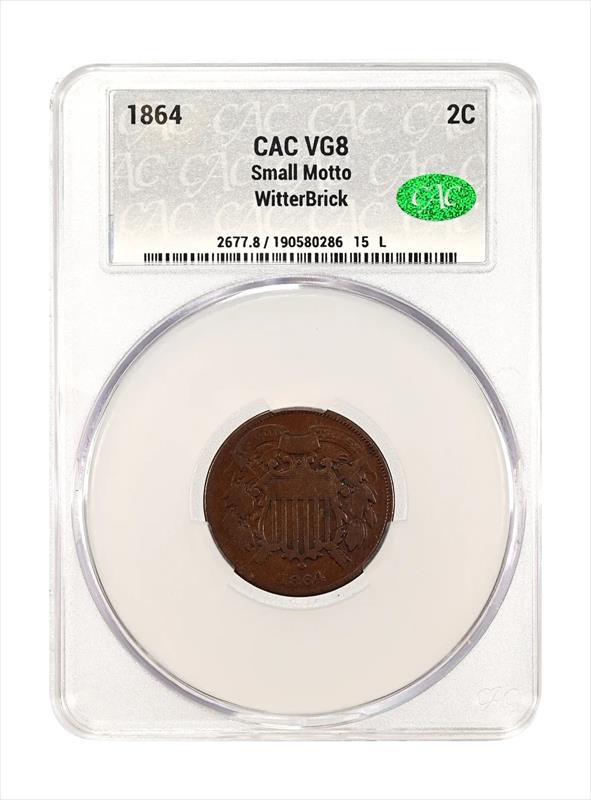 1864 Small Motto 2c CACG VG08 WitterBrick