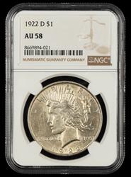 1922 D $1 NGC AU58