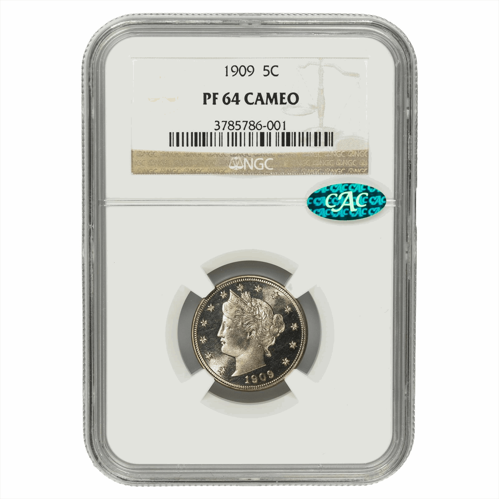 1909 Liberty V Nickel 5C NGC PF 64 CAMEO CAC