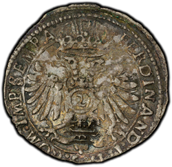 View 1624 German States: Speyer. Albus Countermark on 1624 Leiningen-Dagsburg 2 Kreuzer. PCGS XF45, C/M XF Details  image 1