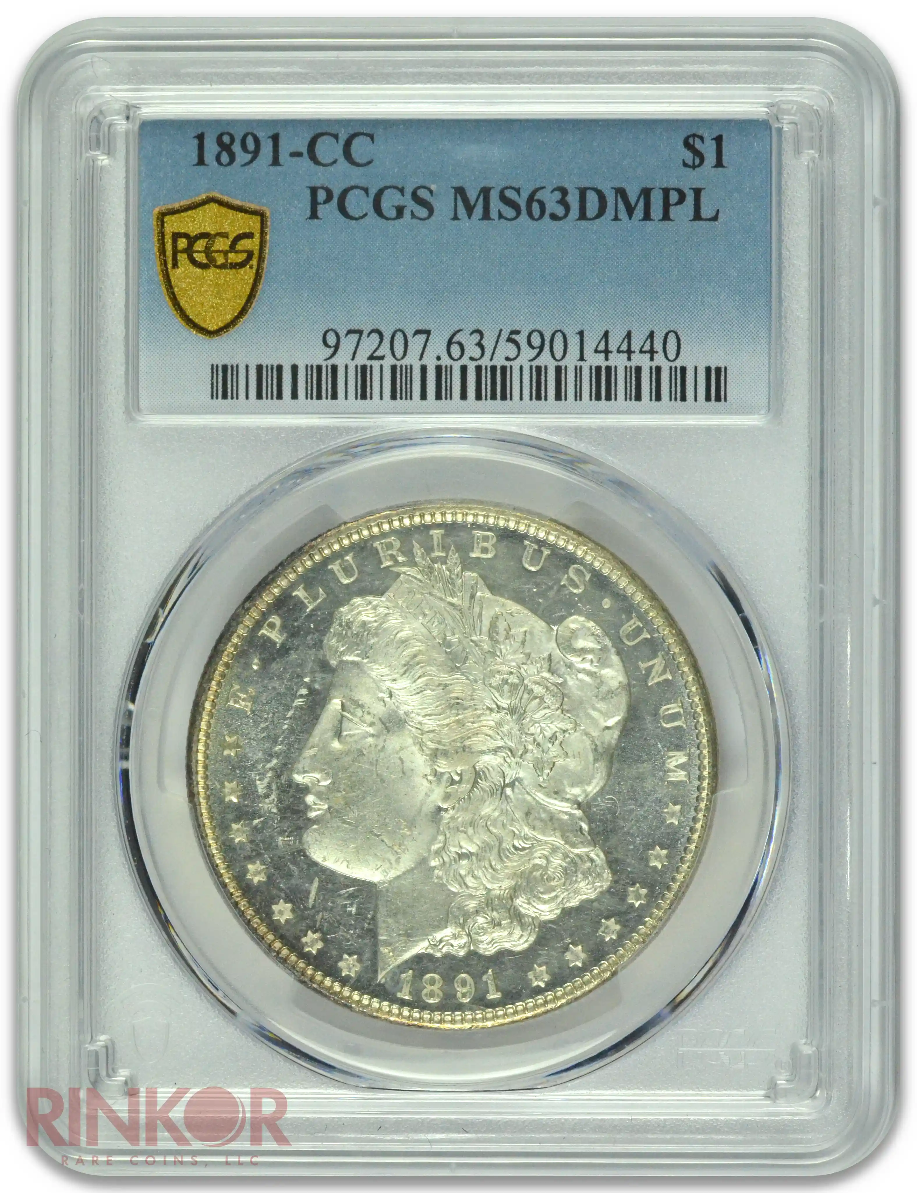 1891-CC $1 Morgan Dollar PCGS MS 63 DMPL 