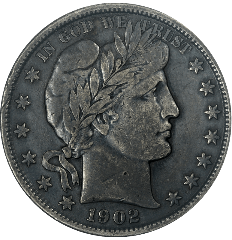 1902 Barber Half Dollar, Raw,  Circulated, Extremely Fine - Very Nice Coin