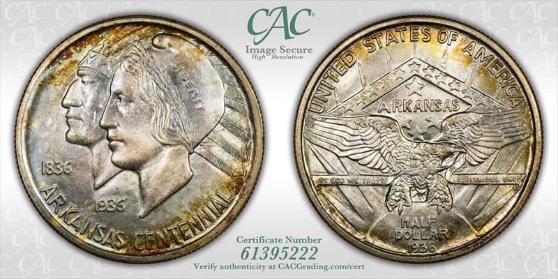 1936-S Arkansas 50c CACG MS 67+