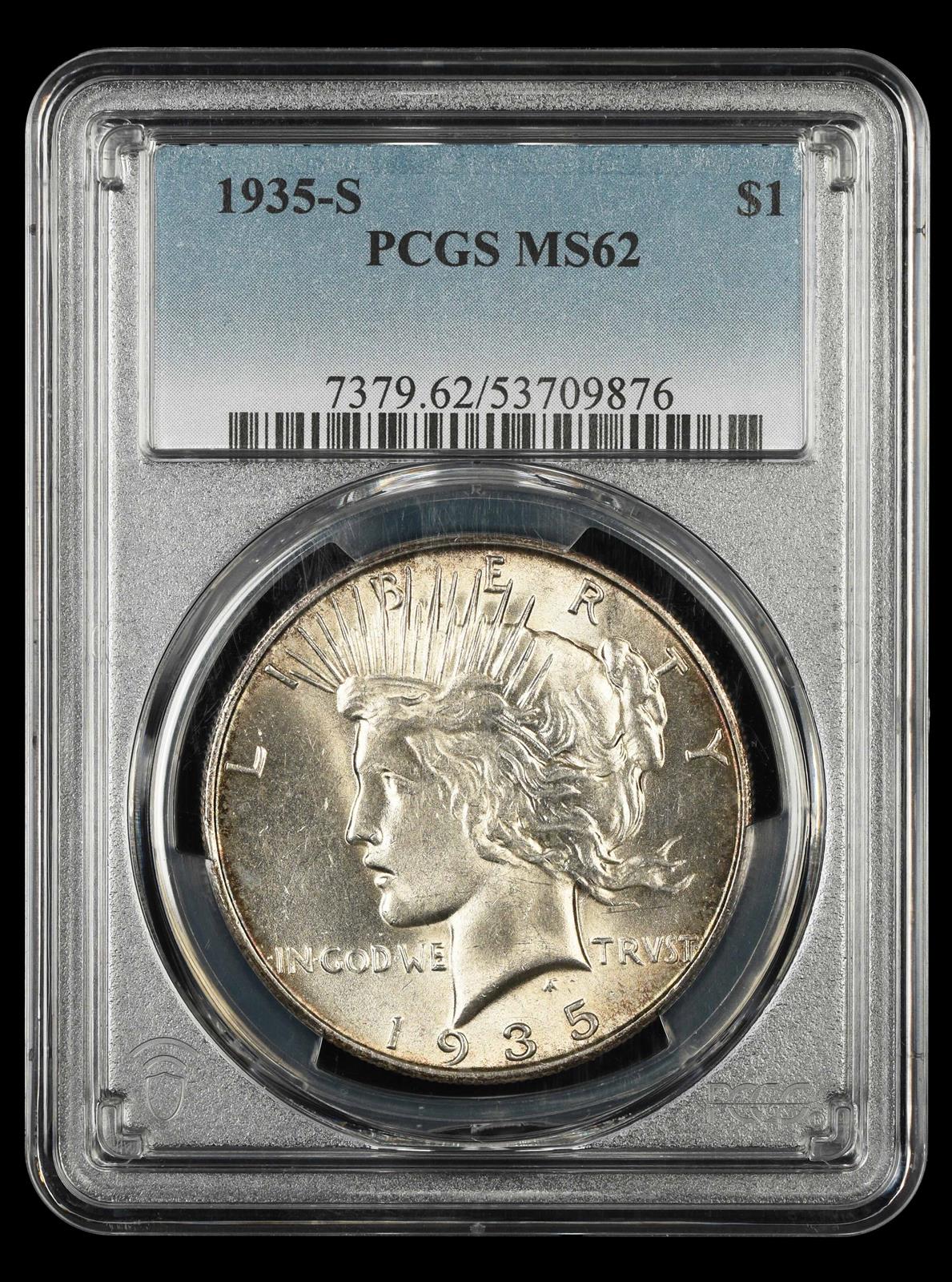 1935-S $1 PCGS MS 62