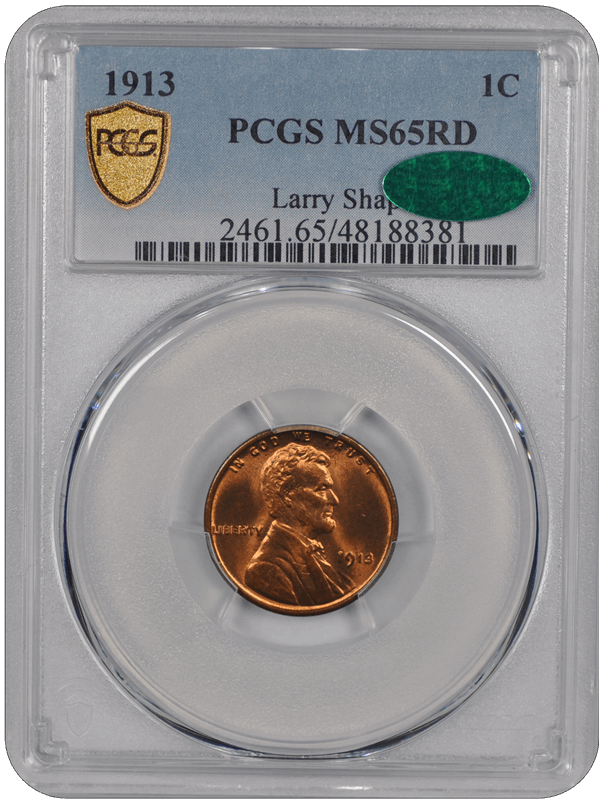 1913 Lincoln PCGS CAC RD 65 