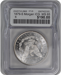 1879-S Morgan ICG  MS 65