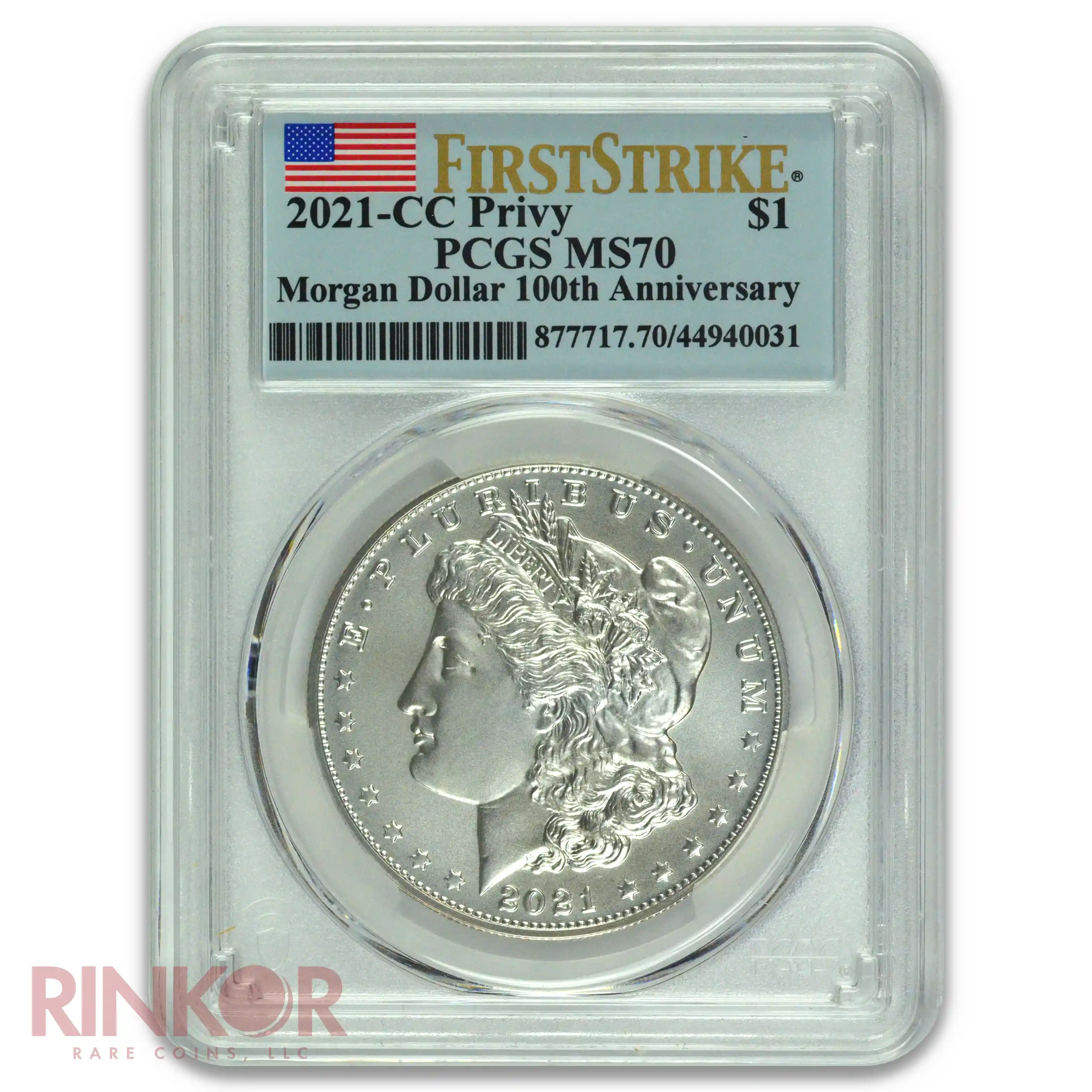 2021-CC Privy $1 Morgan Dollar 100th Anniversary First Strike PCGS MS 70