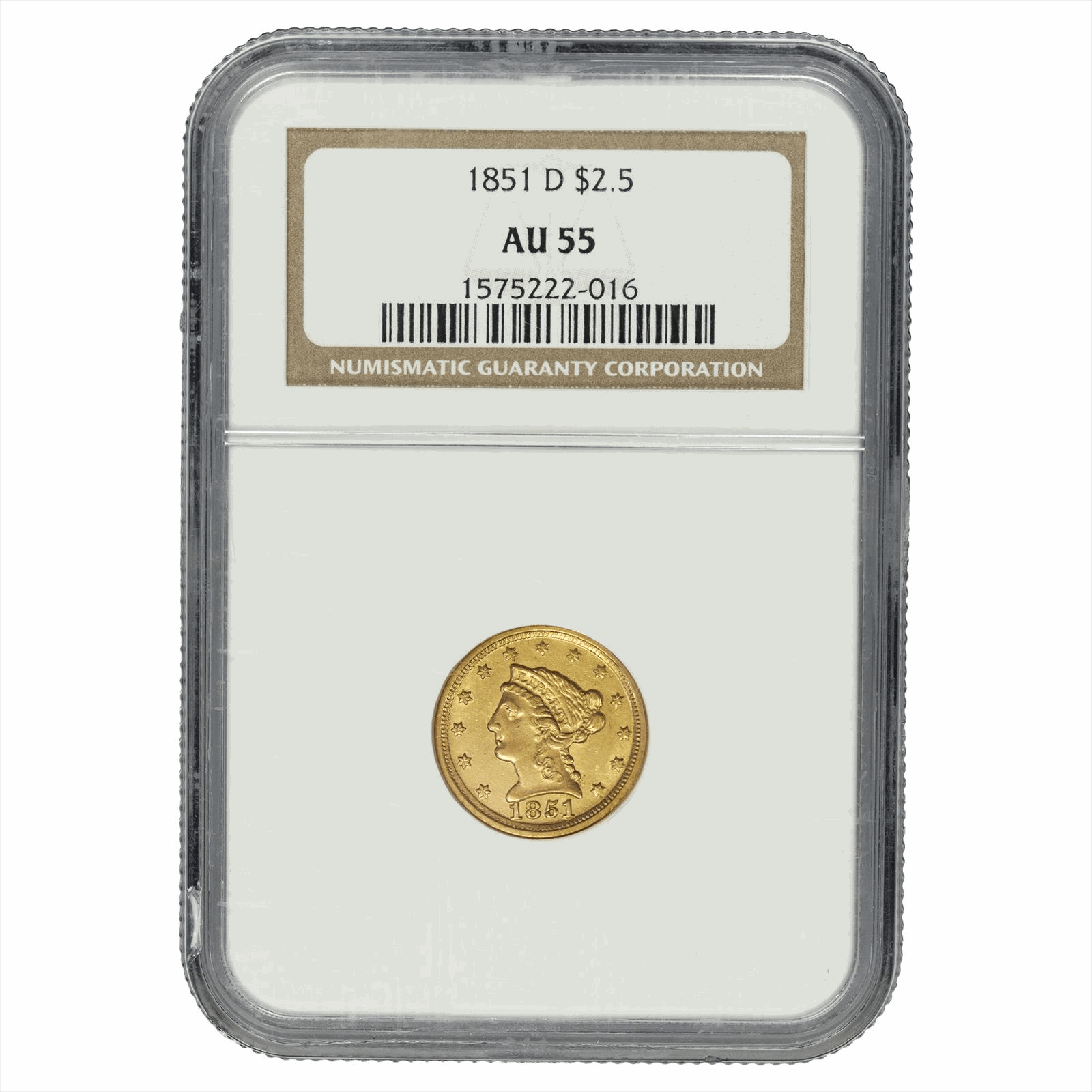 1851-D Liberty Head Gold Quarter Eagle $2.5 NGC AU 55