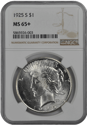 1925 S Peace Dollar S$1 NGC  #3600-4 MS65+