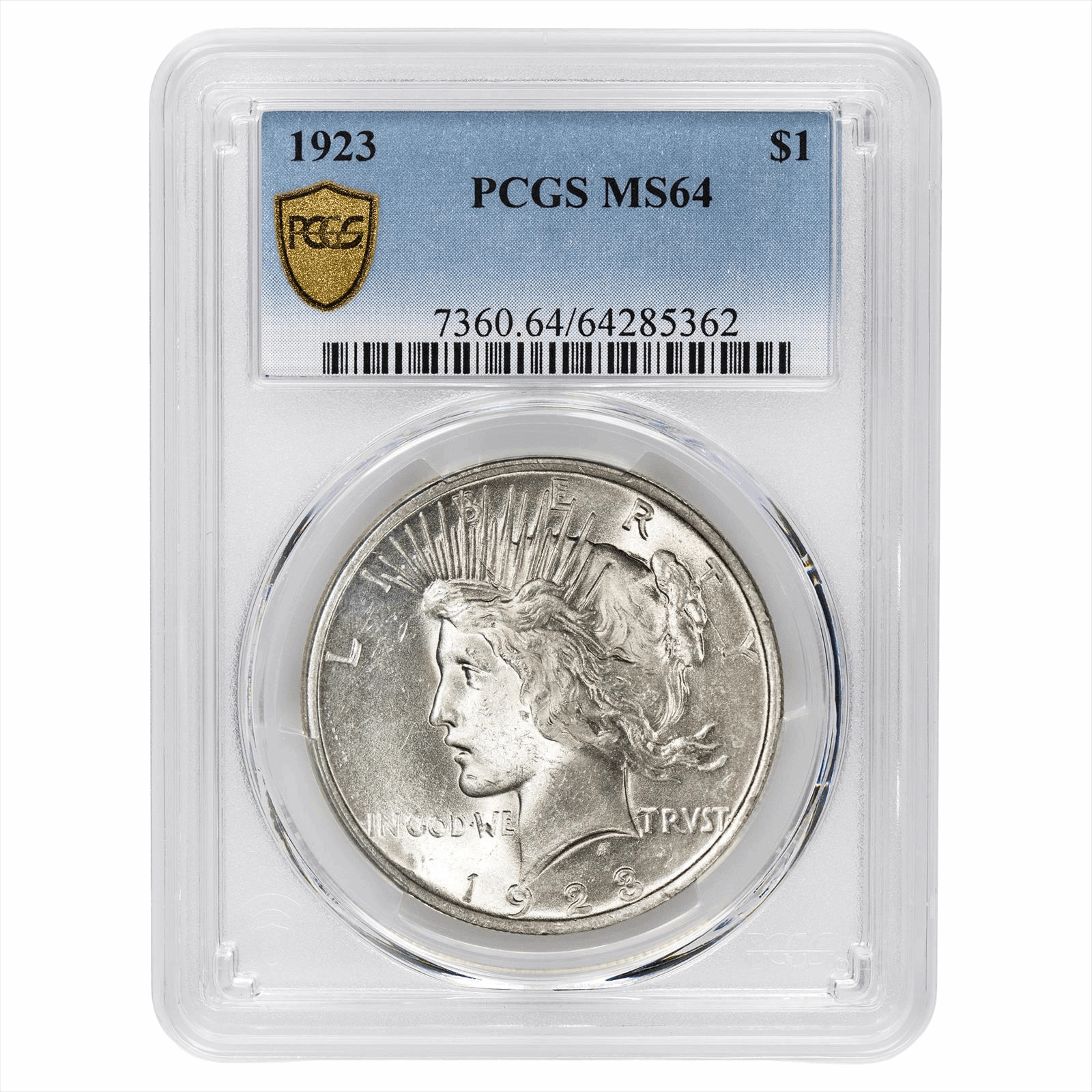 1923 Silver Peace Dollar $1 PCGS MS 64