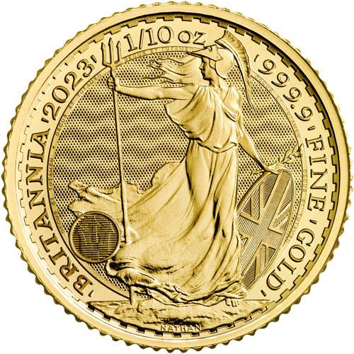 2023 10 Pound 1/10oz. Great Britian Gold Britannia, Queen Elizabeth II, BU 