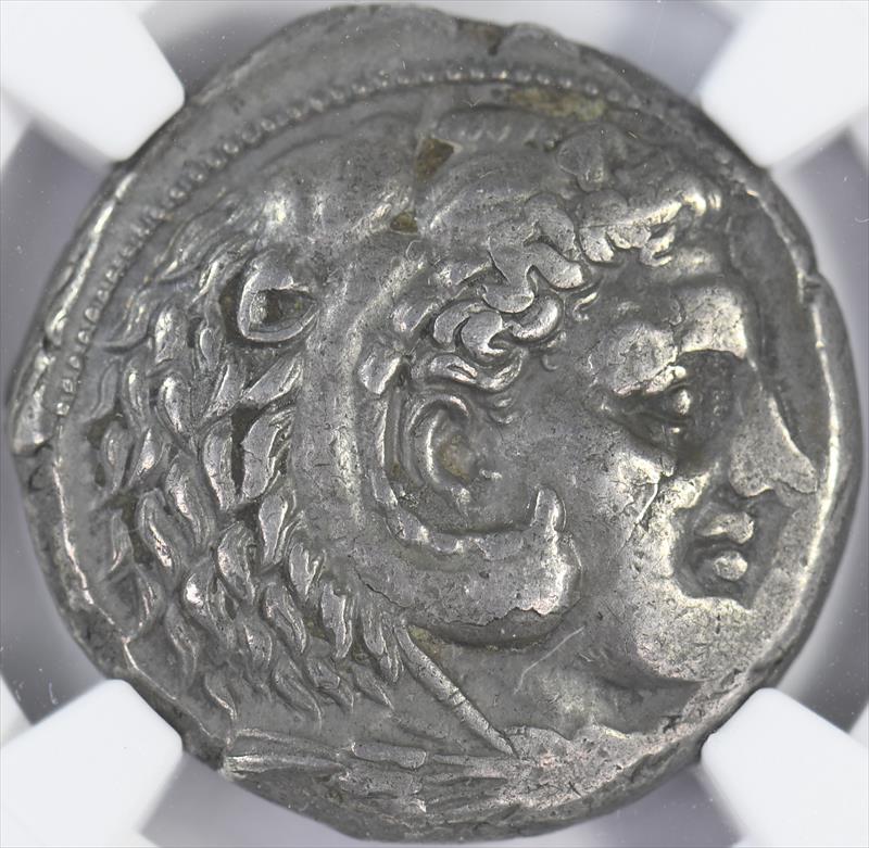 Sicily, Siculo-punic 300-289 BC AR Tetradrachm Heracles People of the Camp NGC CH XF 