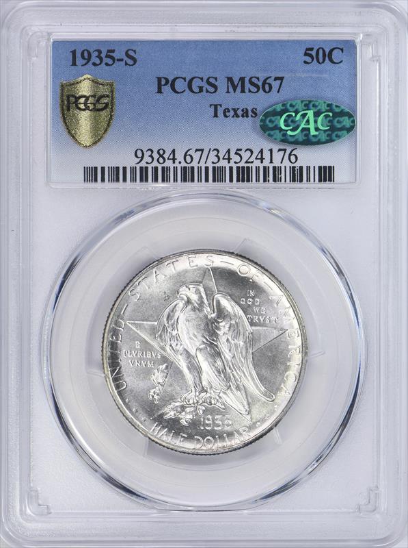 1935-S Texas 50C PCGS MS 67 CAC
