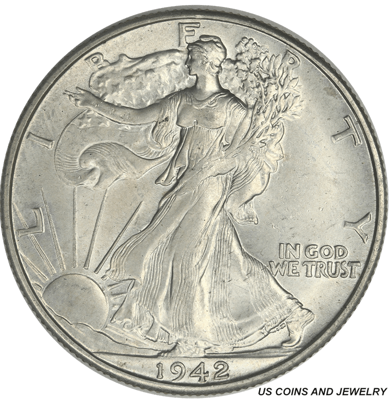1942-D  Walking Liberty Half Dollar Choice Uncirculated - White