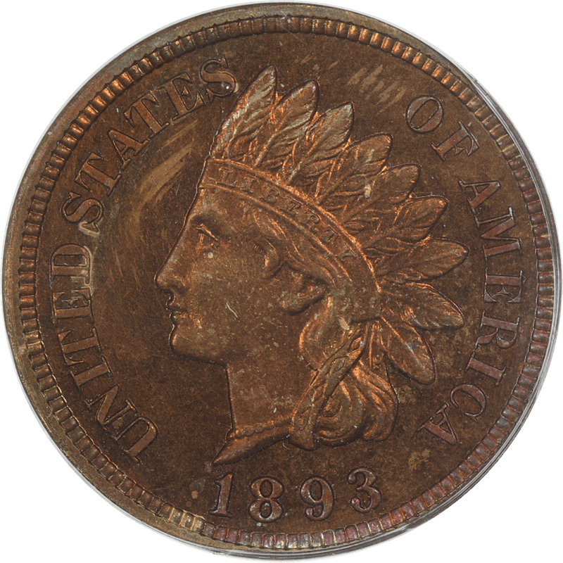1893 Indian Head Cent 1c, PCGS PF-64 RB - Nice Color, Eagle Eye Approved