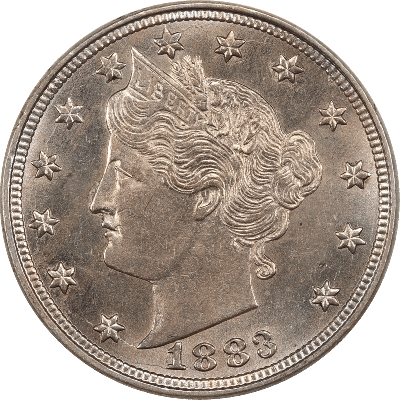 1883 No Cents, Liberty Head V Nickel 5c Gem Uncirculated - Nice Original Coin 