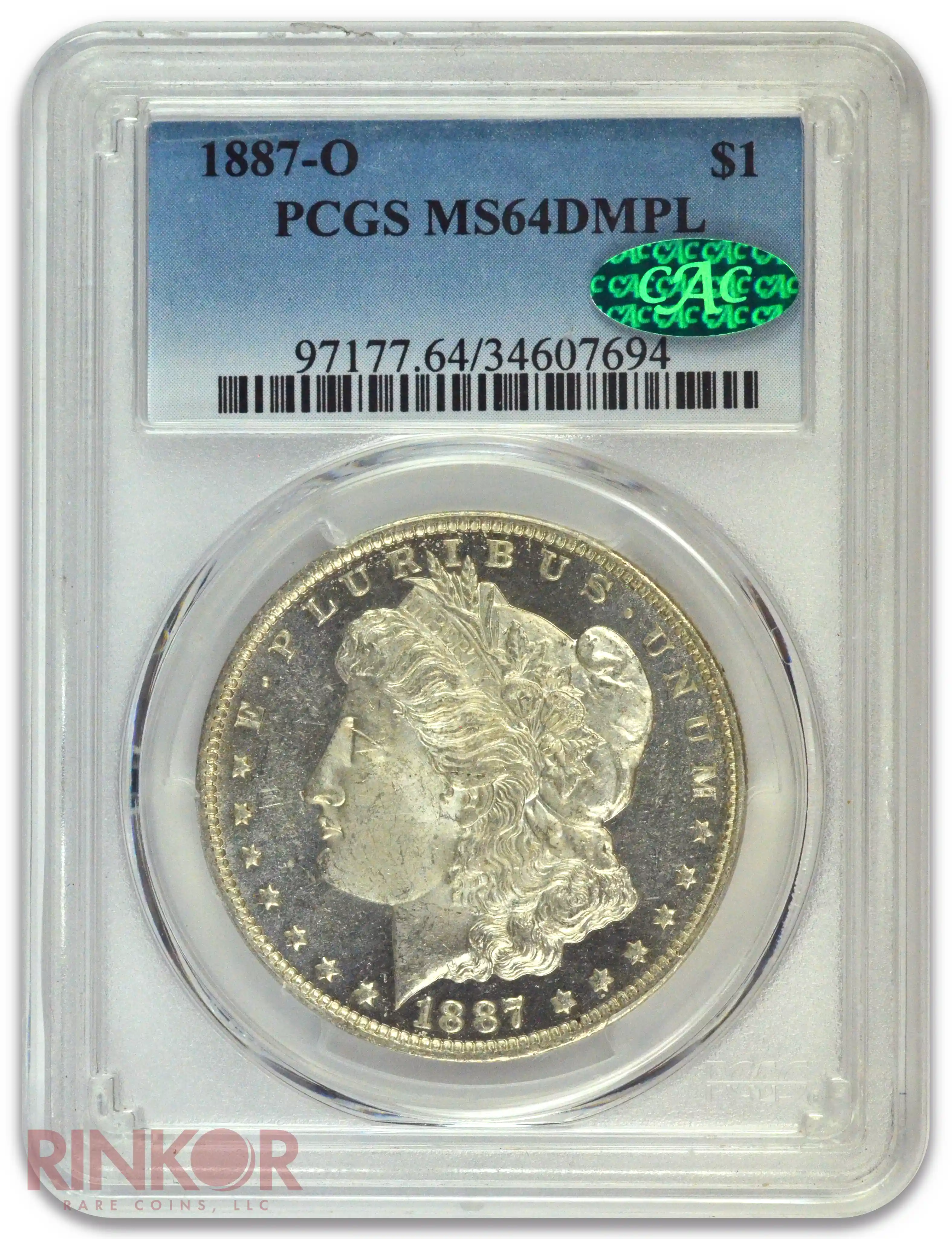 1887-O $1 Morgan Dollar PCGS MS 64 DMPL CAC