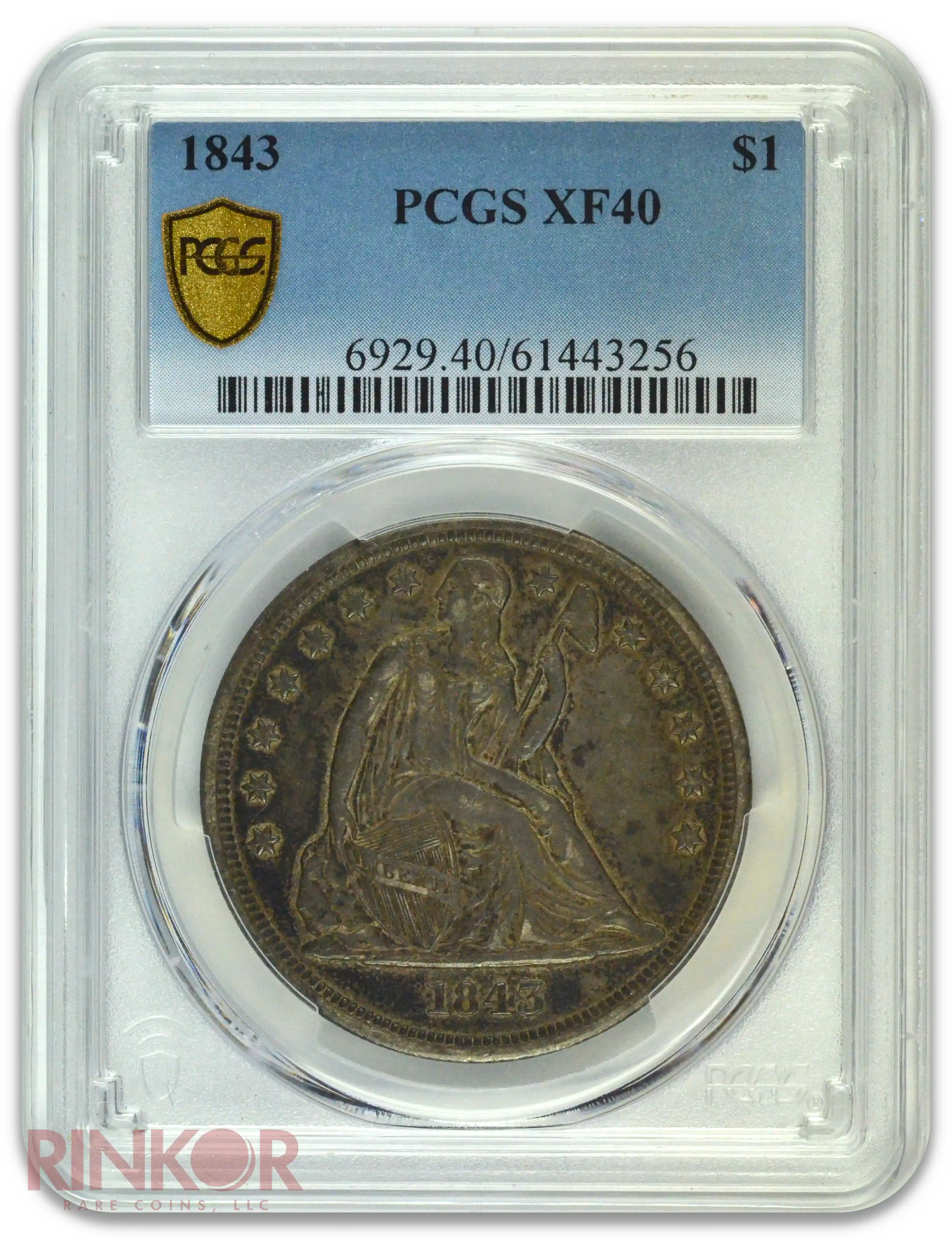 1843 $1 Seated Dollar PCGS XF-40