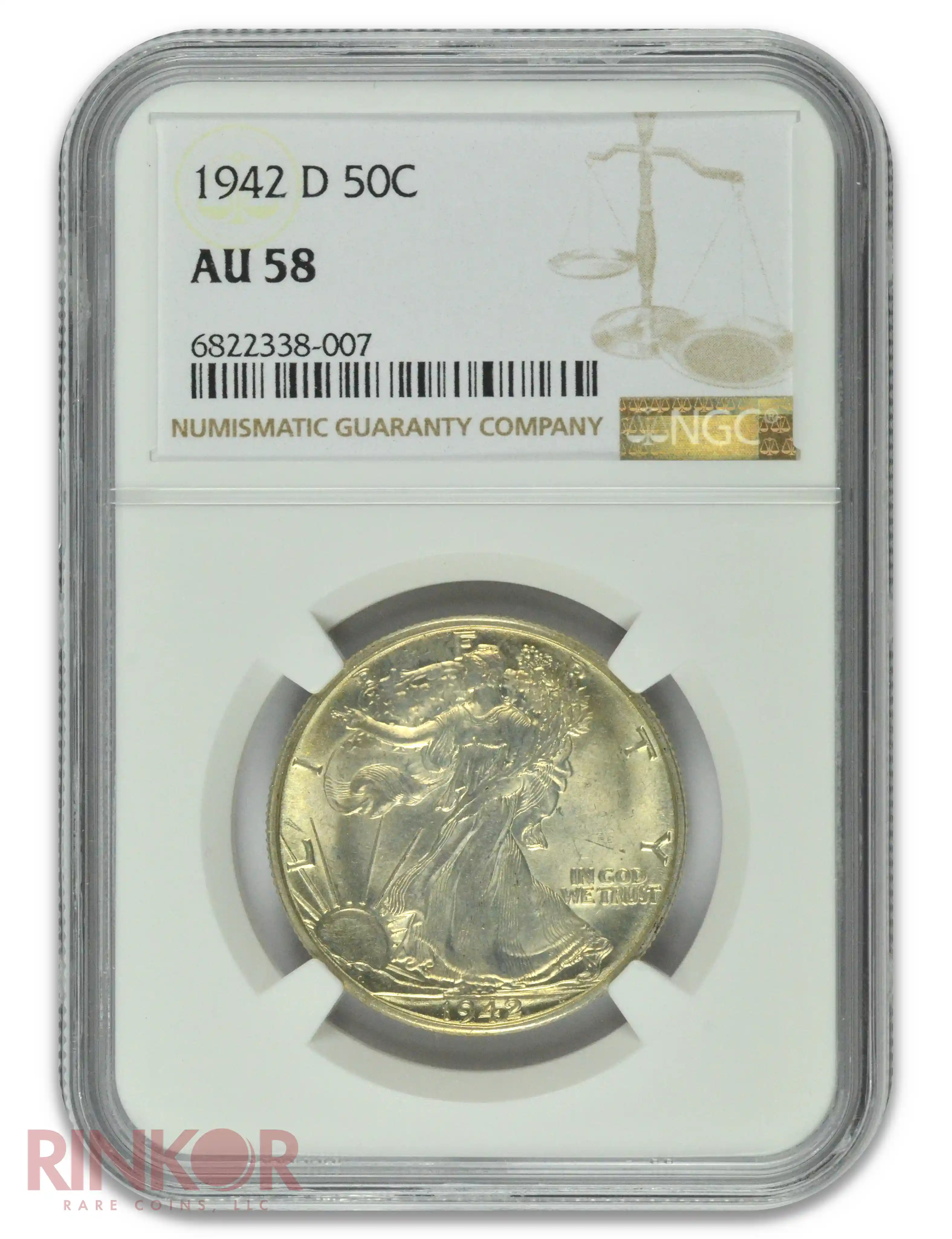 1942-D Walking Liberty Half Dollar NGC AU-58