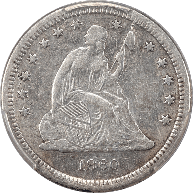 1860-S Seated Liberty Quarter 25C PCGS VF Details Rare Date