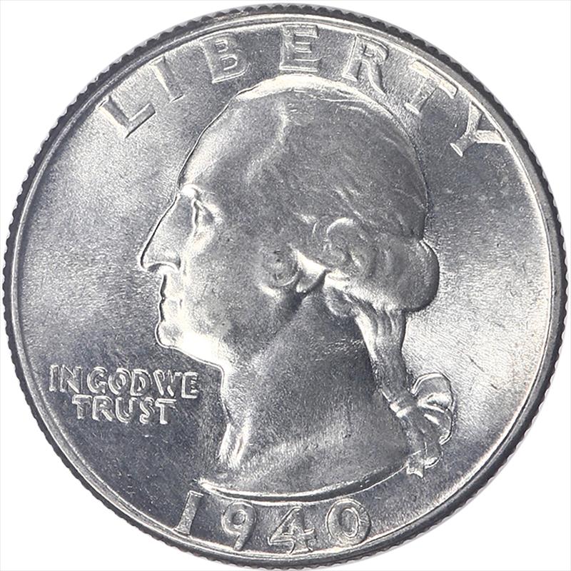 1940-P Washington Quarter 25c Choice Uncirculated - Nice Original Coin