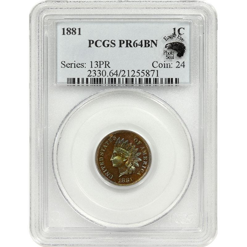 1881 Indian Head Cent 1C PCGS  PR64BN Choice PROOF