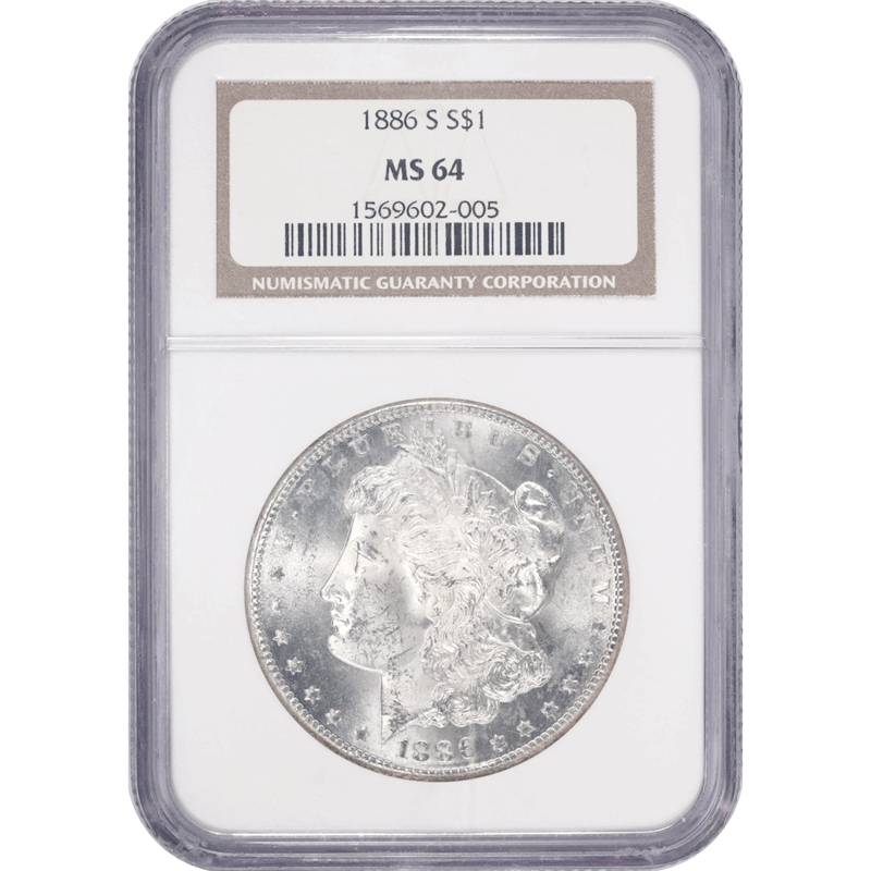 1886-S Morgan Silver Dollar NGC MS 64 Frosty White