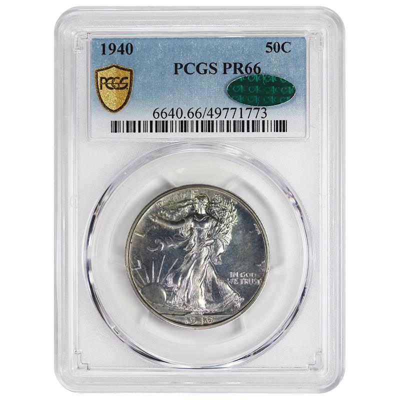 1940 Walking Liberty Half Dollar, 50C PCGS PR 66 