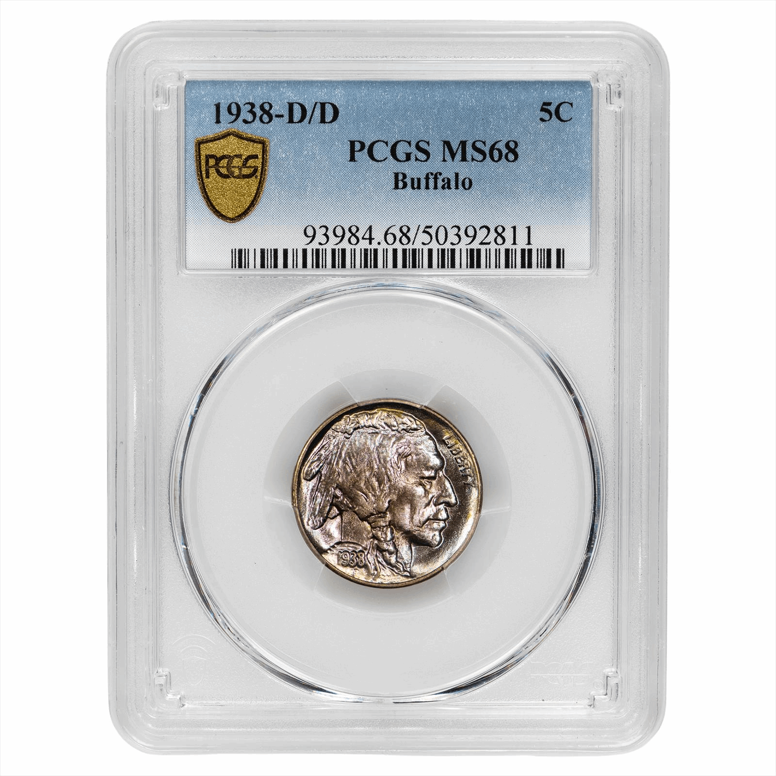 1938-D/D Buffalo Nickel 5C PCGS MS 68