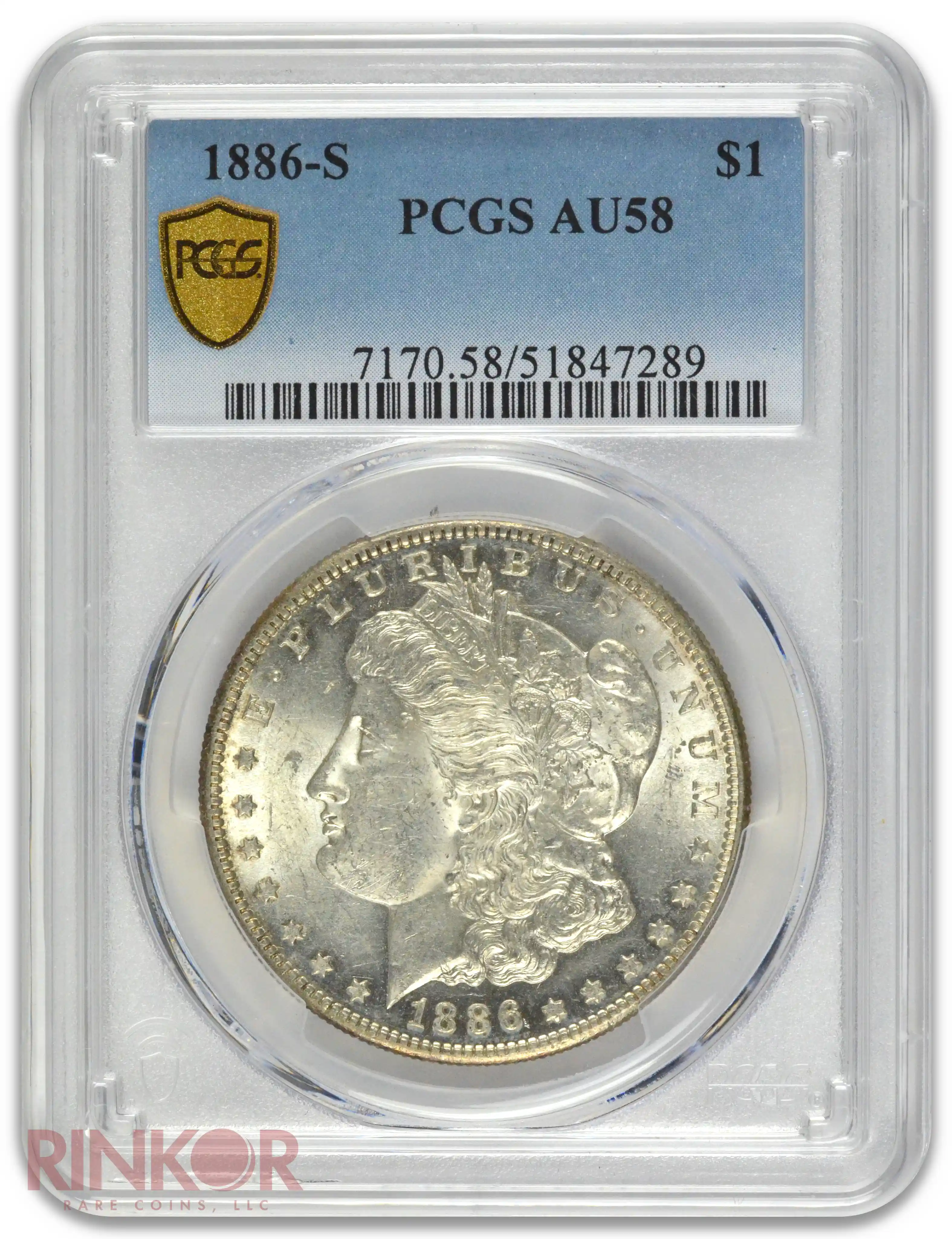 1886-S $1 PCGS AU-58