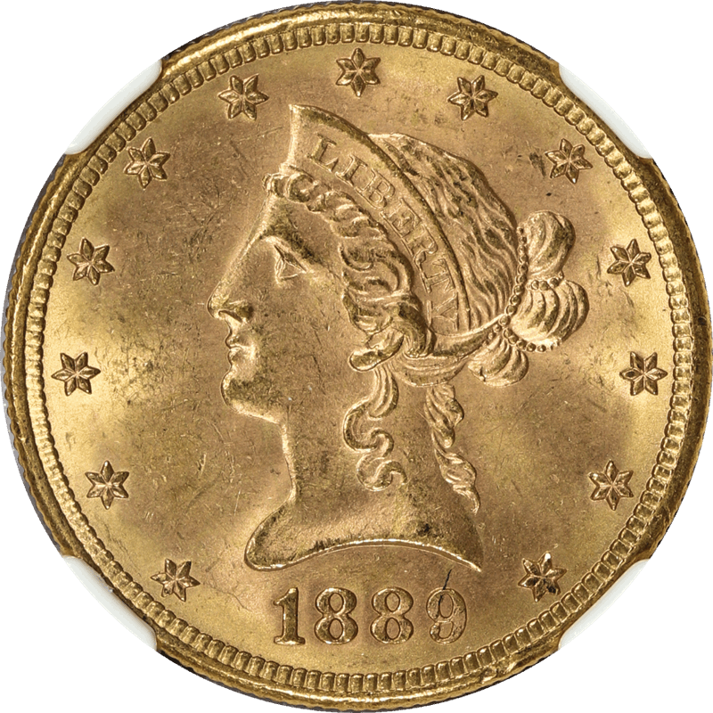 1889-S $10 Liberty Head Gold Eagle, NGC MS 64 CAC - Nice Original Coin